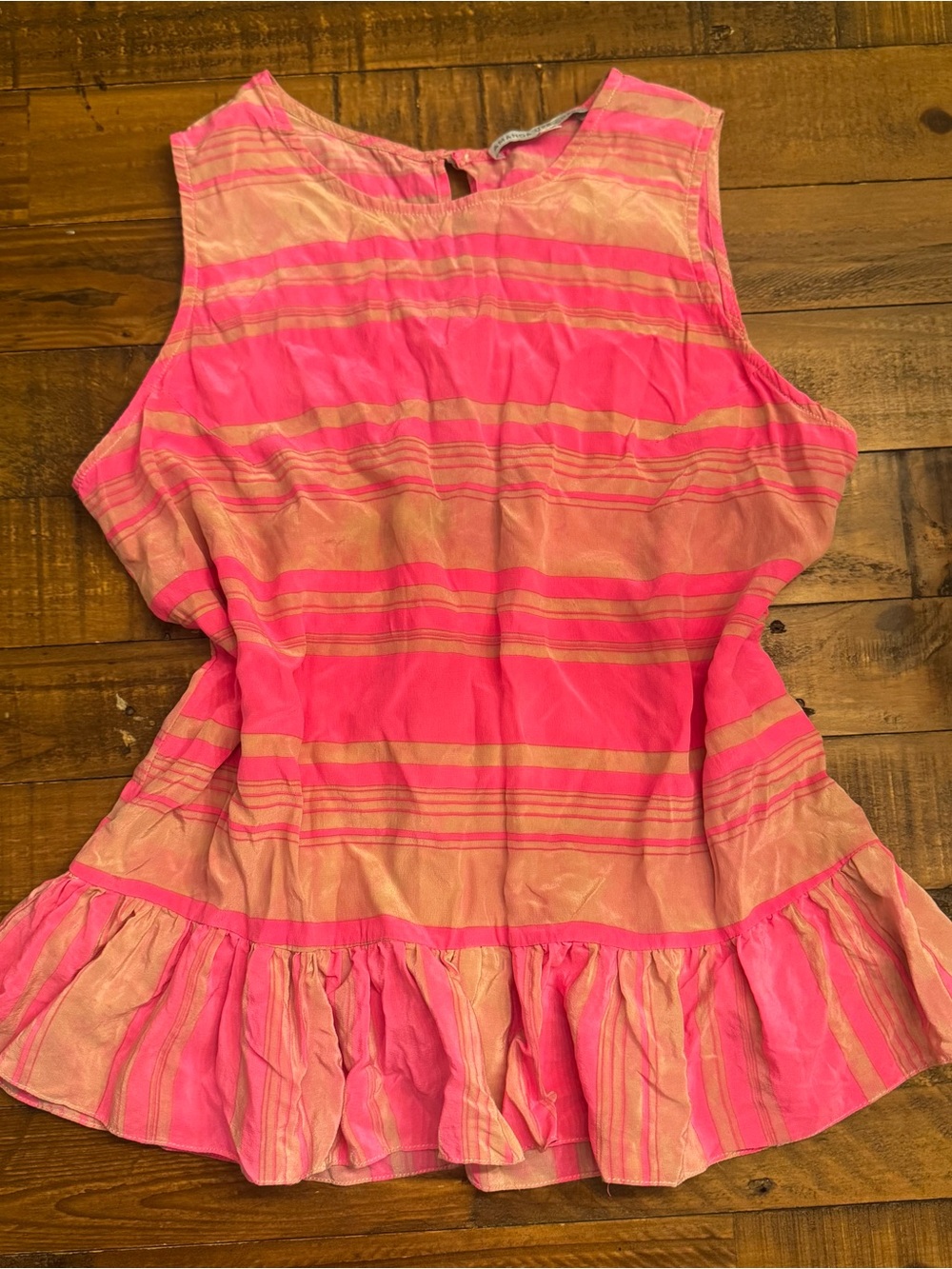 AMANDA UPRICHARD Striped Silk Peplum Top - Picture 1 of 4